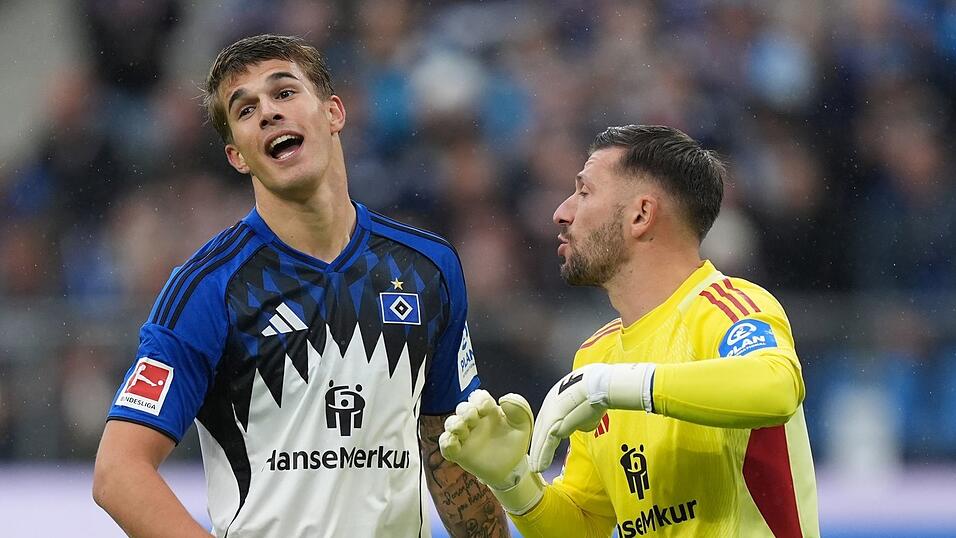 Zwei Defensiv-Stabilisatoren des HSV: Luka Vuskovic (l) und Torwart Daniel Heuer Fernandes