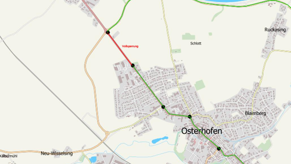 Der Rot markierte Bereich wird gesperrt sein.