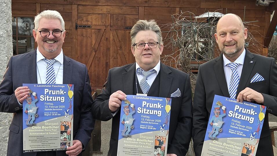 Die Macher vom Lustigen Faschingsstammtisch Wei&szlig;-Blau k&ouml;nnen sich im Vorfeld von Prunksitzung und Faschingstreiben &uuml;ber Mangel an Arbeit nicht beklagen: (von rechts) Schatzmeister Reinhold Stroka, Pr&auml;sident Horst Heppenheimer und Vize-Pr&auml;sident Thomas Schwaiger