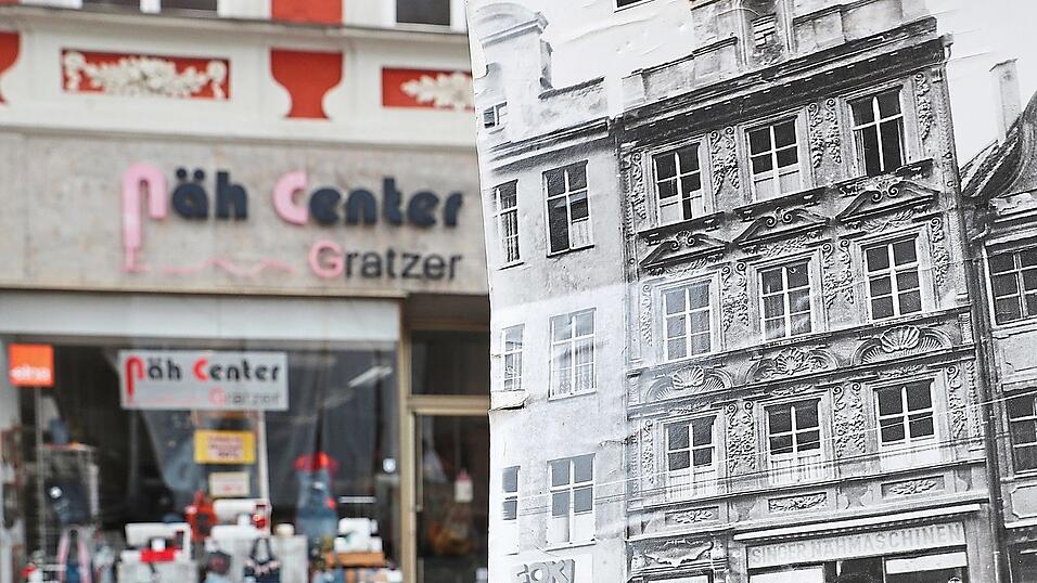 Ein altes Foto des N&auml;hcenters - schon immer stand 'Singer N&auml;hmaschinen' in irgendeiner Form an der Fassade.
