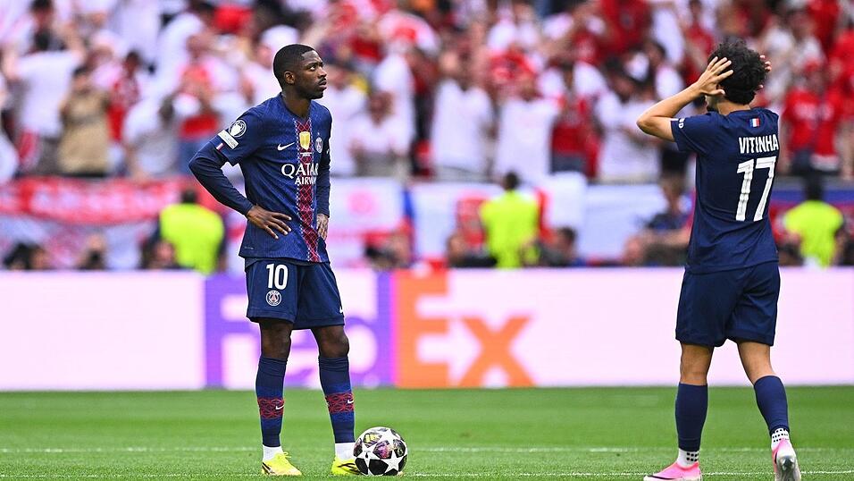 Tat sich schwer gegen Arsenals Defensive: PSG-Stürmer Ousmane Dembélé. Tat sich schwer gegen Arsenals Defensive: PSG-Stürmer Ousmane Dembélé.