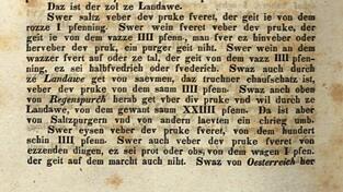Eine fast 800-j&auml;hrige Quelle berichtet von der Landauer Zollordnung.