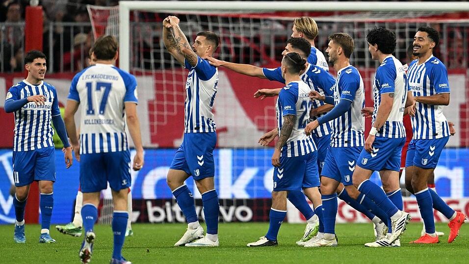 Magdeburg jubelt: Mateusz Zukowski (M) belohnt den wackeren Zweitligisten mit dem 1:1.