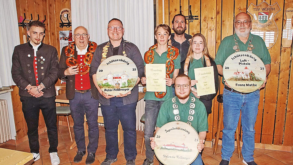 Die Sch&uuml;tzen-, Knacker- und Brezenk&ouml;nige der Zimmerb&uuml;chsen-Sch&uuml;tzengesellschaft 1864.