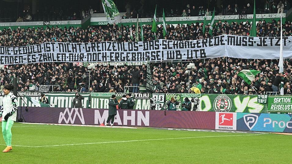 Ein kritisches Fan-Banner beim Werder-Spiel gegen Borussia M&ouml;nchengladbach.