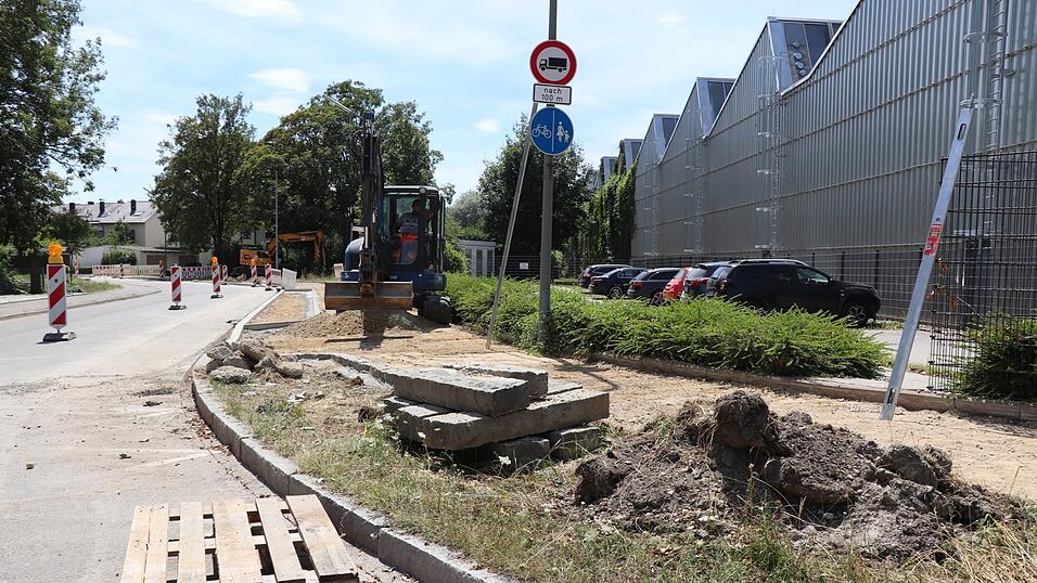 Durch die Umgestaltung des Geh- und Radwegs werden die Gr&uuml;nstreifen, die im Bereich des Jungheinrich-Werks bestehen, fortgesetzt.