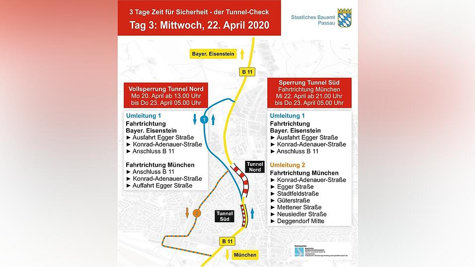 Die Tunnel-Sperrung wird anhand einer &Uuml;bersichtskarte deutlich.
