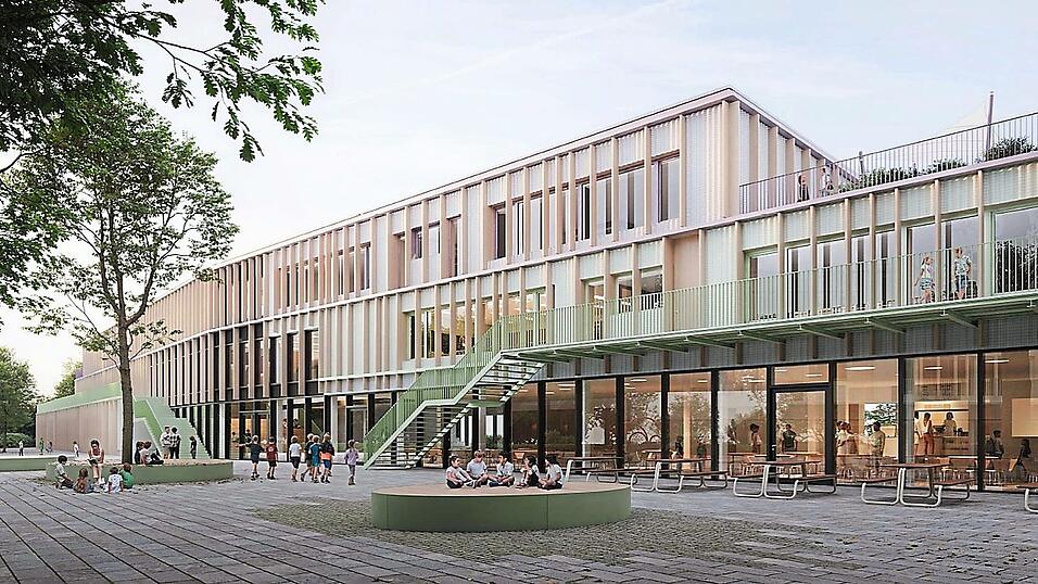 So sieht die neue Theresia-Gerhardinger-Grundschule im Moosburg aus, wie sie Architekt Alexander Herrle visualisiert hat.