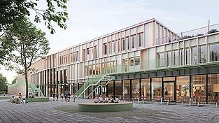 So sieht die neue Theresia-Gerhardinger-Grundschule im Moosburg aus, wie sie Architekt Alexander Herrle visualisiert hat.