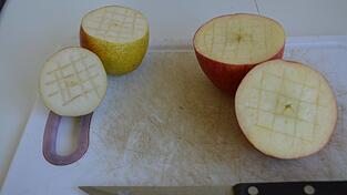 So musst du die &Auml;pfel schneiden.