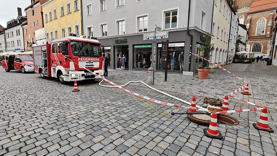 Die Feuerwehr pumpte das Wasser in den Kanal.