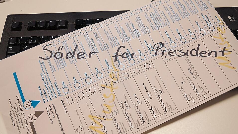 'Söder for President' - über einen so beschrifteten und abgegebenen Stimmzettel eines Wählers aus dem Wahlkreis 230 schmunzelt Ludwig Zeiler, Sachgebietsleiter der Kommunalaufsicht am Landratsamt Rottal-Inn, noch heute. 'Söder for President' - über einen so beschrifteten und abgegebenen Stimmzettel eines Wählers aus dem Wahlkreis 230 schmunzelt Ludwig Zeiler, Sachgebietsleiter der Kommunalaufsicht am Landratsamt Rottal-Inn, noch heute.