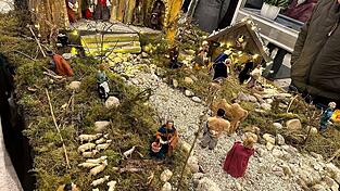 In der Aula der Dominik-Brunner-Mittelschule konnten die Besucher die große Krippe aus der Nähe bestaunen.