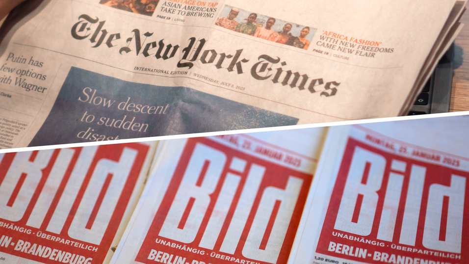 Zwei Verlage, zwei Vorgehen: Während die „Times“ OpenAI verklagt, arbeitet die „Bild“ mit dem Unternehmen zusammen.