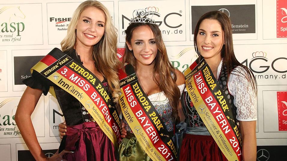 Die drei Erstplatzierten der Miss Bayern-Wahl 2017: Julia Prokopy (li./3. Platz), Jennifer Rottmeier (Mi./1. Platz) und Jasmin Ponkratz (re./2. Platz)