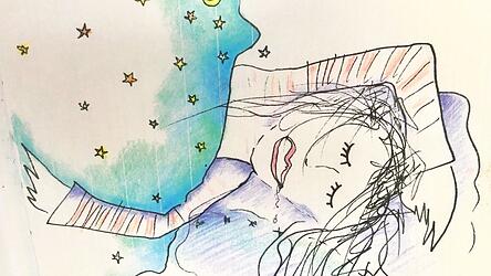 Anna schlafend im Selbstportr&auml;t.