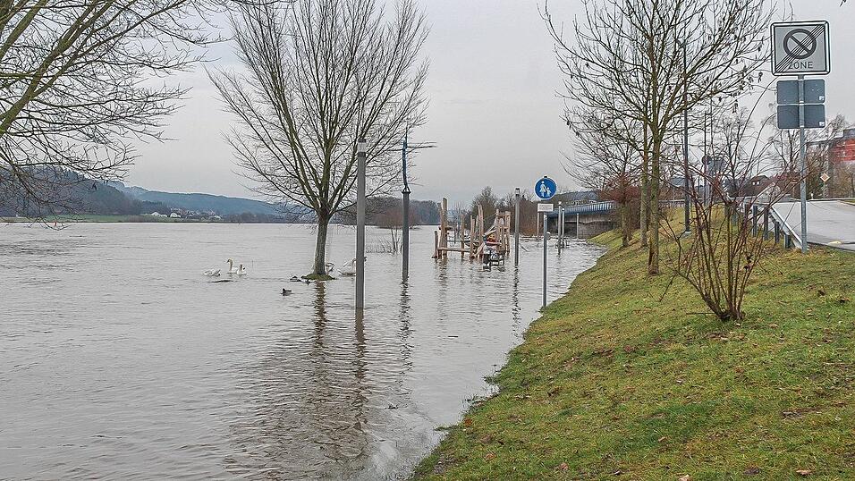 Auch in Vilshofen stieg die Donau &uuml;ber die Ufer.
