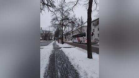 Auch die Busunternehmen hatten mit den widrigen Witterungsverh&auml;ltnissen zu k&auml;mpfen.