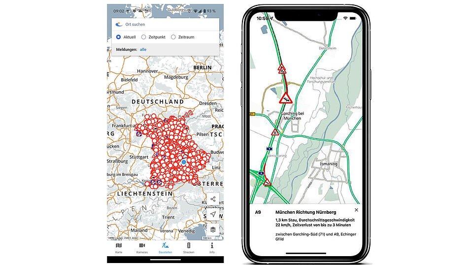 Wenn man sich aktuelle Baustellen anzeigen lässt, erhält man Behördeninfos aus erster Hand. Der Dienst greift direkt auf verkehrsrelevante Daten der staatlichen Stellen in Bayern zu. Wenn man sich aktuelle Baustellen anzeigen lässt, erhält man Behördeninfos aus erster Hand. Der Dienst greift direkt auf verkehrsrelevante Daten der staatlichen Stellen in Bayern zu.