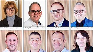 Nach den Kommunalwahlen am 8. M&auml;rz werden ab Mai acht neue Gemeinder&auml;te im Gremium sitzen. Oben: Diana Stratakis (v.l.), Robert Sp&auml;th, Josef Niedermeier und&nbsp;&nbsp;Michael Frey. Unten: Christoph Schedlbauer (v.l.), Alfred Kellner, Michael Pulver und Diana K&ouml;niger.&nbsp;