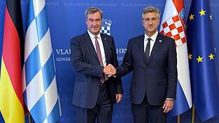 Markus Söder (l) trifft in Zagreb den kroatischen Premierminister Andrej Plenković. Markus Söder (l) trifft in Zagreb den kroatischen Premierminister Andrej Plenković.