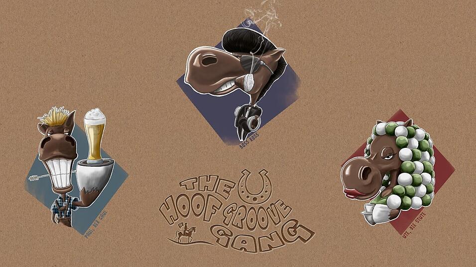 Das ist die gesamte Pferdefamilie, oder 'the hoof groove gang', wie sie Manuel Körner selbst nennt. Das ist die gesamte Pferdefamilie, oder 'the hoof groove gang', wie sie Manuel Körner selbst nennt.