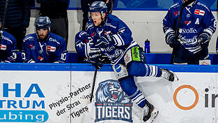 Mike Connolly (vorne) wird nach seiner Vertragsverlängerung auch weiterhin alles für die Straubing Tigers geben.