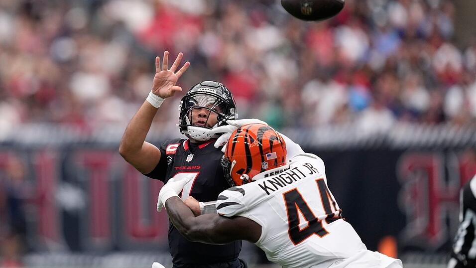 Die Texans-Offensive um C.J. Stroud kam gegen die Bengals nie ins Rollen. Die Texans-Offensive um C.J. Stroud kam gegen die Bengals nie ins Rollen.