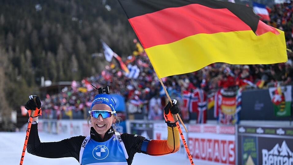 Franziska Preuß gewann in Lenzerheide Gold in der Verfolgung.