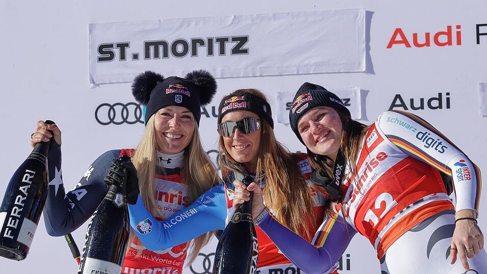 Schampus für das Top-Trio in der Abfahrt. Schampus für das Top-Trio in der Abfahrt.