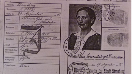 Selma Sophie L&ouml;wenthal, geb. Firnbacher, auf einer Meldekarte von 1938.