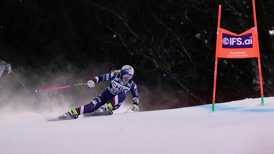 Lindsey Vonn bei ihrer Rückkehr als Rennfahrerin in Garmisch-Partenkirchen. Lindsey Vonn bei ihrer Rückkehr als Rennfahrerin in Garmisch-Partenkirchen.