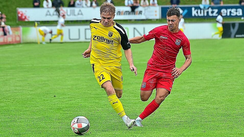 Auf Vilzing mit Luis Bezjak (in Gelb) wartet in Unterhaching mit Christopher Negele ein heißer Tanz. F Auf Vilzing mit Luis Bezjak (in Gelb) wartet in Unterhaching mit Christopher Negele ein heißer Tanz. F
