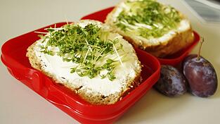 Schnell vorbereitet: eine Semmel mit Frischkäse und Kresse.(Foto: dv)