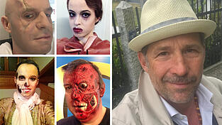 Diese Masken (links) hat Christian Kurtenbach (rechts), Chef-Maskenbildner am Landshuter Stadttheater, schon geschminkt.