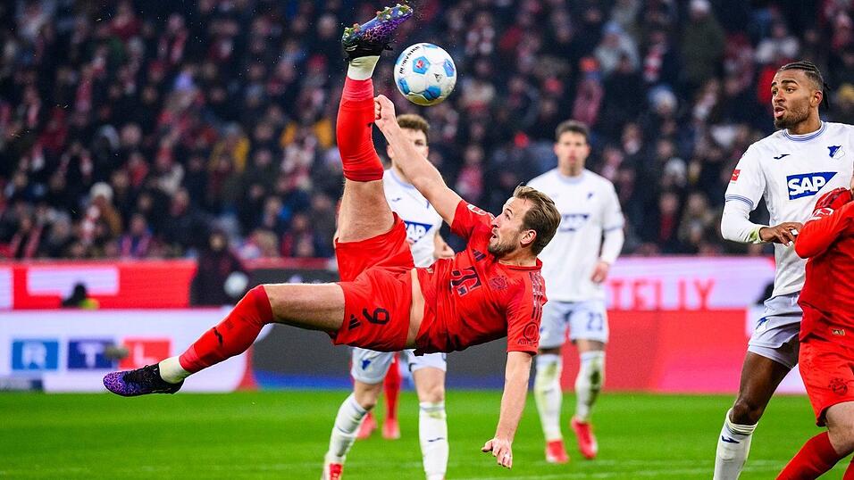 Gegen Hoffenheim versuchte es Torjäger Harry Kane auch mal spektakulär mit einem Fallrückzieher. Gegen Hoffenheim versuchte es Torjäger Harry Kane auch mal spektakulär mit einem Fallrückzieher.