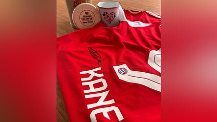 Wer bietet mehr? Das Trikot mit der Unterschrift von Harry Kane gibt es am Samstag auf dem Chamer Volksfest zu steigern.