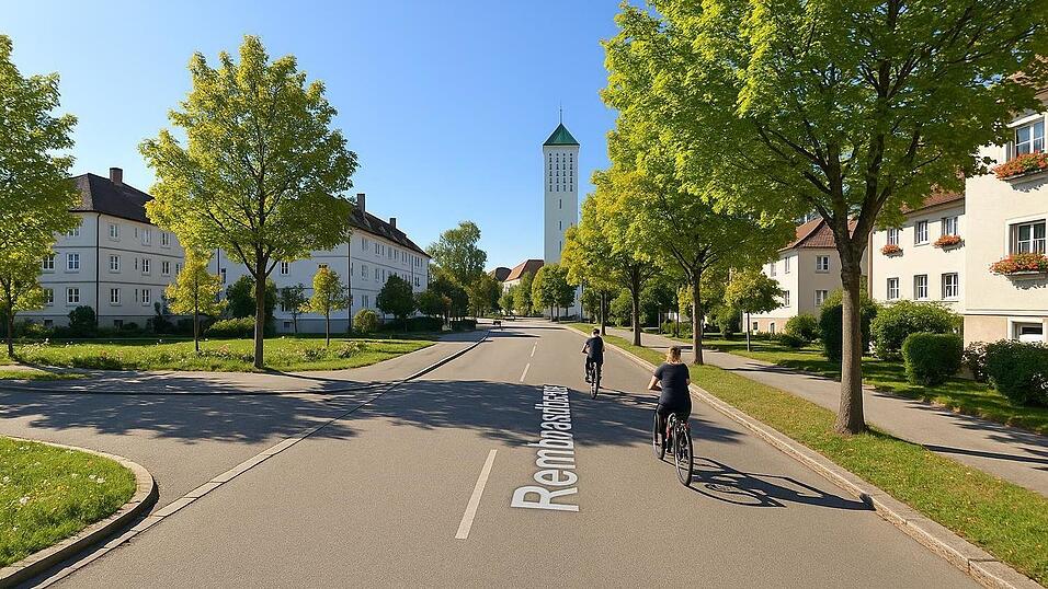 Große Bäume und Radfahrer: Autos kommen in dieser Visualisierung der Stadtverwaltung von der Zukunft der Rennbahnstraße nicht vor - dieses Szenario befürchten auch die Anwohner. Die Verwaltung beruhigt: Es handele sich um ein „Stimmungsbild“, keine detaillierte Darstellung. Große Bäume und Radfahrer: Autos kommen in dieser Visualisierung der Stadtverwaltung von der Zukunft der Rennbahnstraße nicht vor - dieses Szenario befürchten auch die Anwohner. Die Verwaltung beruhigt: Es handele sich um ein „Stimmungsbild“, keine detaillierte Darstellung.
