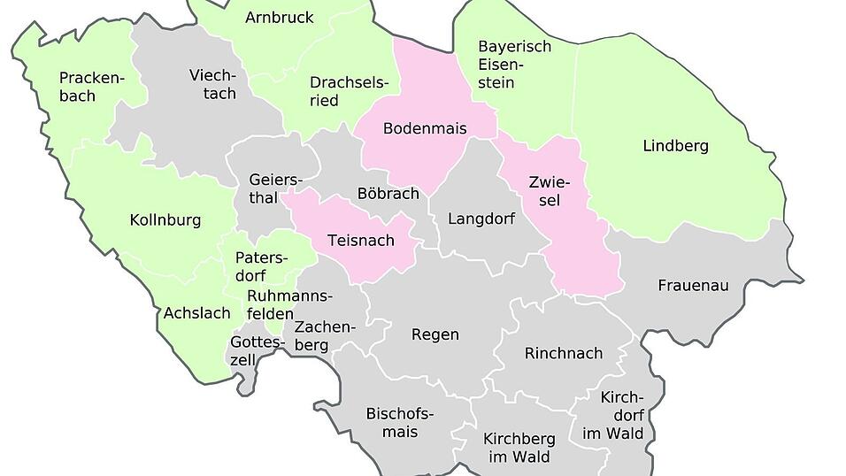 In den gr&uuml;n markierten Gemeinden gibt es einen nur einen B&uuml;rgermesiterkandidaten. In den roten wird kein neuer B&uuml;rgermeister gew&auml;hlt.