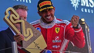 Die Erl&ouml;sung: Lewis Hamilton gewann in Barcelona erstmals f&uuml;r die Italiener. (Archivbild)