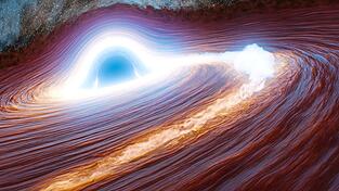 Diese vom California Institute of Technology zur Verfügung gestellte Illustration zeigt ein supermassereiches Schwarzes Loch, das einen großen Stern in Stücke reißt, was zu einer hellen Eruption führt. Diese vom California Institute of Technology zur Verfügung gestellte Illustration zeigt ein supermassereiches Schwarzes Loch, das einen großen Stern in Stücke reißt, was zu einer hellen Eruption führt.