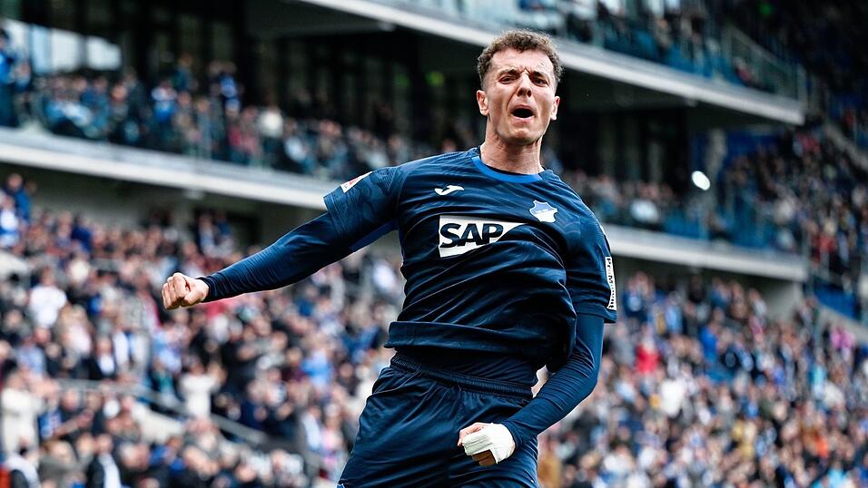 Fisnik Asllani jubelt &uuml;ber sein Tor zum 1:1-Ausgleich f&uuml;r die TSG.