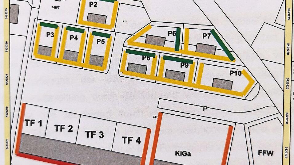 Ausschnitt aus dem Bebauungsplan Osterfeld mit der farblichen Kennzeichnung der unterschiedlichen Außenlärmpegelbereiche. Ausschnitt aus dem Bebauungsplan Osterfeld mit der farblichen Kennzeichnung der unterschiedlichen Außenlärmpegelbereiche.