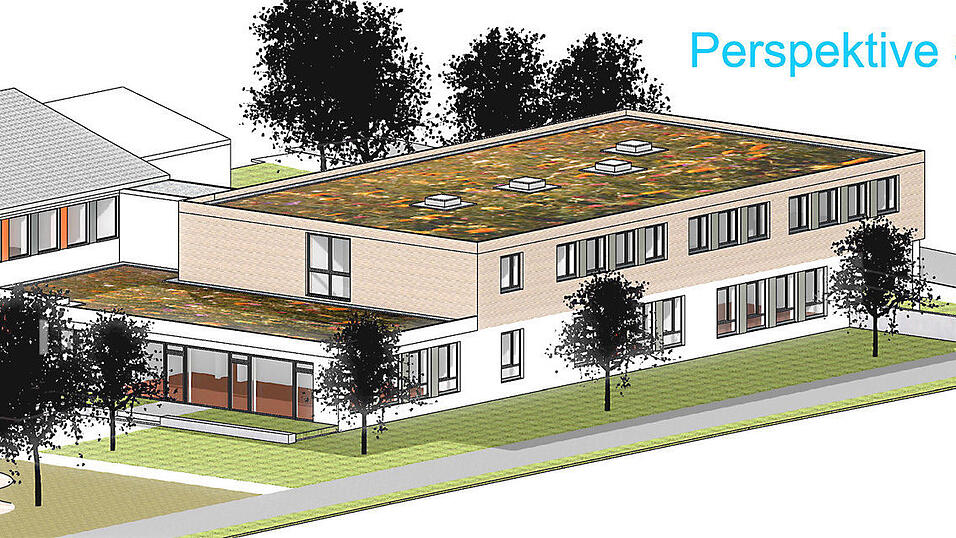 Dort, wo momentan noch die alte Turnhalle steht, ist der Erweiterungsbau geplant. Dort, wo momentan noch die alte Turnhalle steht, ist der Erweiterungsbau geplant.