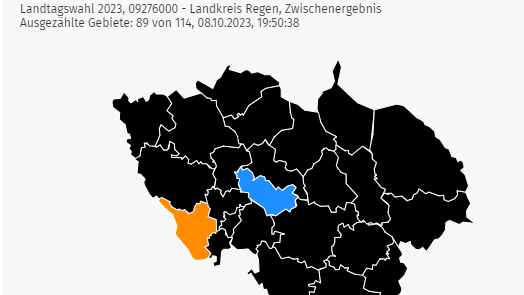 Ein blauer Fleck tut sich im Landkreis Regen auf. (Screenshot)
