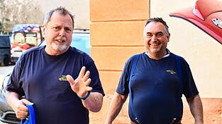 Alois Scheidhammer (rechts) und sein Beifahrer August Regner bei der Fürst-Carl-Rallye.
