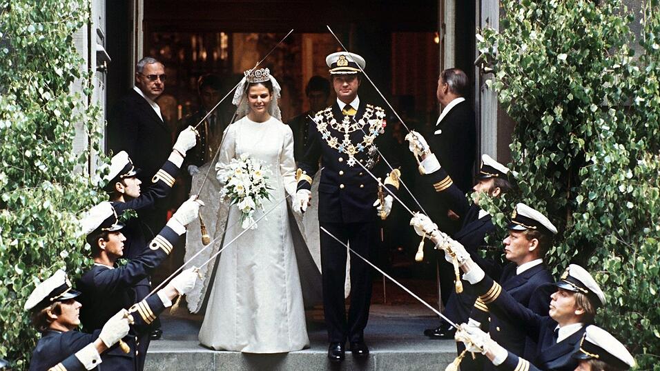 Traumhochzeit in Stockholm: Am 19. Juni 1976 geben sich König Carl XVI. Gustaf und Silvia das Jawort. (Archivbild) Traumhochzeit in Stockholm: Am 19. Juni 1976 geben sich König Carl XVI. Gustaf und Silvia das Jawort. (Archivbild)