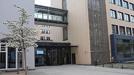 Der Eingang zum Neuen Rathaus. Die Personalkosten machen ein Drittel der Ausgaben des Verwaltungshaushaltes aus. Foto: