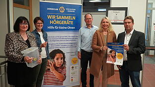 Hoffen auf m&ouml;glichst viele gebrauchte H&ouml;rger&auml;te: Petra Appinger (v. l.), Pamela Schobner, Martin Hohenberger, Rebecca Werner und Martin Aigner