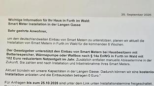 Auszug des Schreibens, das derzeit einige Further Hausbesitzer erhalten haben. Auszug des Schreibens, das derzeit einige Further Hausbesitzer erhalten haben.
